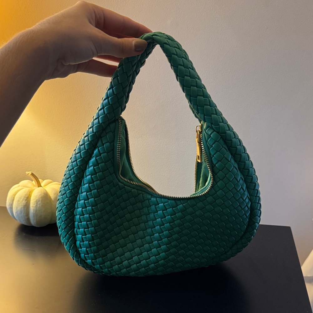 Melie Bianco Teal Woven Shoulder Bag